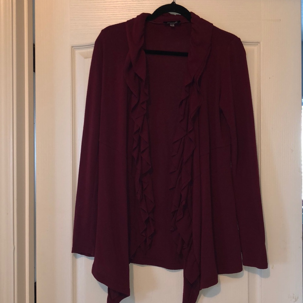 ruffle trimmed cardigan